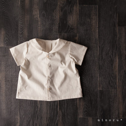 (半袖/長袖)セーラーシャツ バニラホワイト(80-110)【受注製作】 3枚目の画像