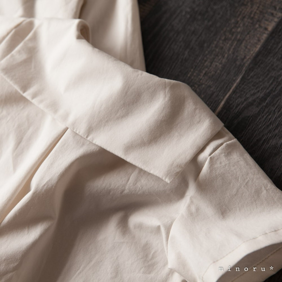 (半袖/長袖)セーラーシャツ バニラホワイト(80-110)【受注製作】 4枚目の画像