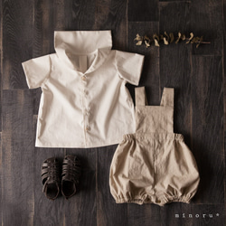 (半袖/長袖)セーラーシャツ バニラホワイト(80-110)【受注製作】 5枚目の画像