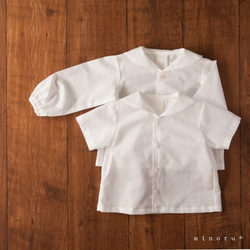 (半袖/長袖)コットンリネン セーラーシャツ オフホワイト(80/90)【受注製作】 1枚目の画像