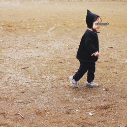小人コート セット ブラックウォッチ(80-110)｜小人帽子とノーカラーコートのセットアップ【受注製作】 6枚目の画像