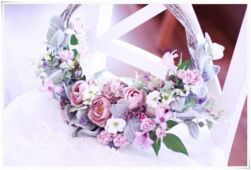 シャビーナチュラルなローズのリースブーケ　「Creema限定」