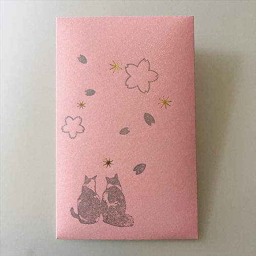 活版印刷&箔押しのポチ袋 ねこ・蝶・桜・雪の結晶・銀河鉄道の4