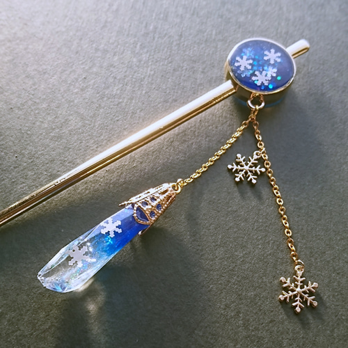 夜に煌めく雪の結晶かんざし【受注制作】 かんざし 蒼依堂 通販