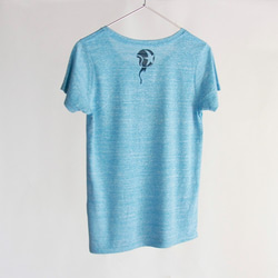 ヒツジくんのTシャツ Lady's  turquoise × navy 2枚目の画像