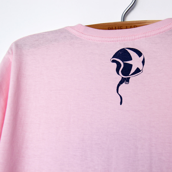 ヒツジくんのTシャツ pink×navy 3枚目の画像