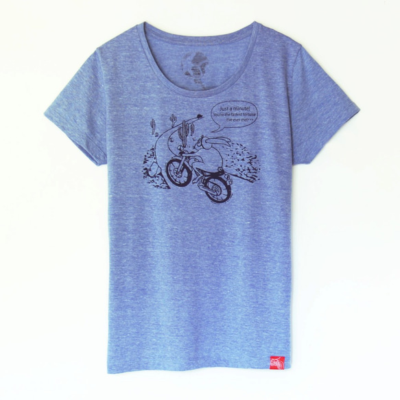 ウサギくんのTシャツ Lady's  vintage blue×navy 1枚目の画像