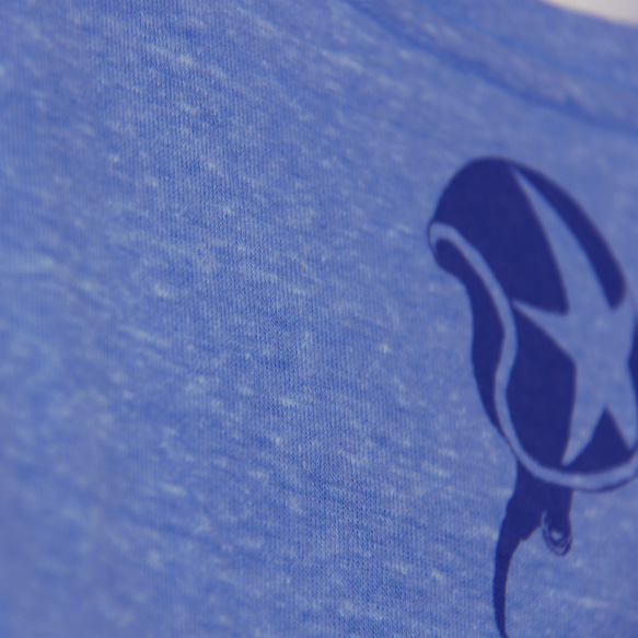 ネコくんのTシャツ lady's blue×navy 5枚目の画像