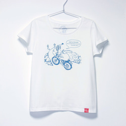 ウサギくんのTシャツ Lady's white x turquoise 1枚目の画像