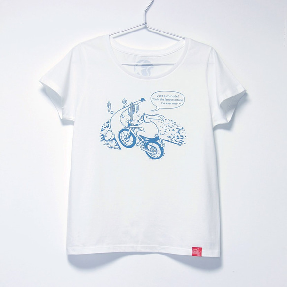 ウサギくんのTシャツ Lady's white x turquoise 1枚目の画像