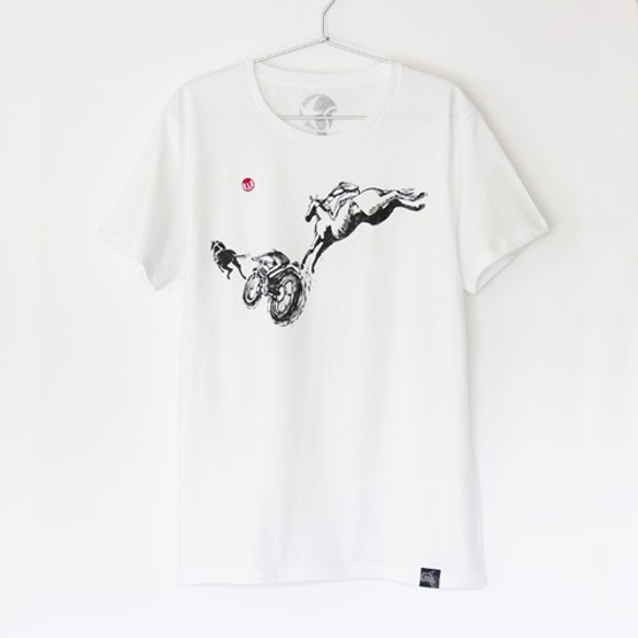 ウマくんのTシャツ white x black　Lサイズ 1枚目の画像