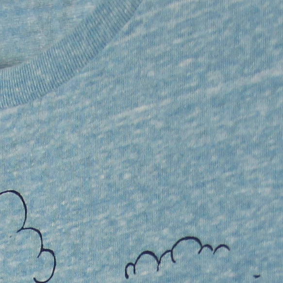 ネコくんのT-シャツ　Lady`s　turquoise blue×navy 5枚目の画像