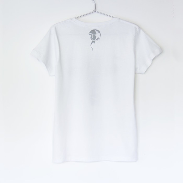 ウシくんのTシャツ Lady's white x silver 2枚目の画像