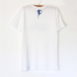 サルくんのTシャツ white x blue 2枚目の画像