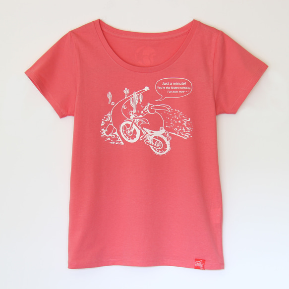 ウサギくんのTシャツ lady's ピンク×ホワイト 1枚目の画像
