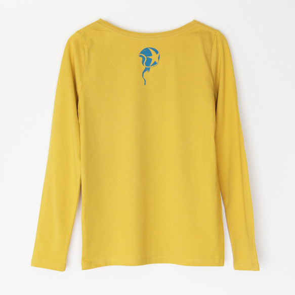 ネズミくんのT-シャツ Lady's 長袖 yellow×blu 2枚目の画像