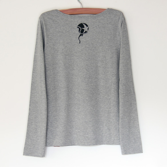 ヒツジくんのT-シャツ　Lady`s 長袖　gray×black Lサイズ 3枚目の画像