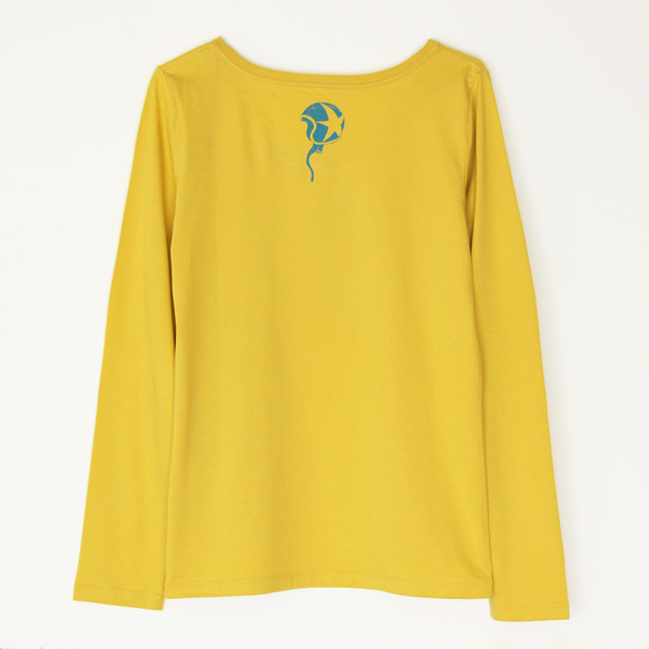 ☆のヘルメットTシャツ　Lady`s　yellow×turquoise 2枚目の画像