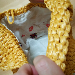 マンゴー色の玉編みバッグ 5枚目の画像
