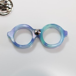 メガネピンズ（丸メガネ、Sサイズ、短針、スカイブルー） 3枚目の画像