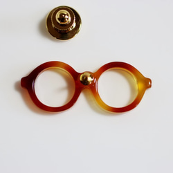 【訳あり品】メガネラぺルピン（丸メガネ、Sサイズ、長針、ブラウン1） 3枚目の画像