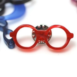 【訳あり品】メガネピンズ（丸メガネ、Sサイズ、短針、赤） 1枚目の画像