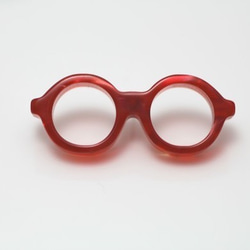 【訳あり品】メガネピンズ（丸メガネ、Sサイズ、短針、赤） 2枚目の画像
