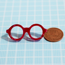 メガネラぺルピン（丸メガネ、Mサイズ、長針、赤緑紫） 5枚目の画像