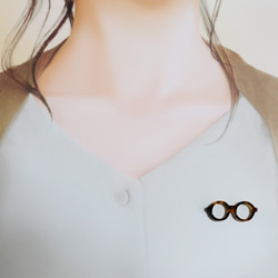 メガネピンズ（丸メガネ、Sサイズ、短針、ブラック・ホワイト・クリア） 6枚目の画像