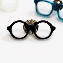 メガネピンズ（丸メガネ、Sサイズ、短針、黒） 1枚目の画像