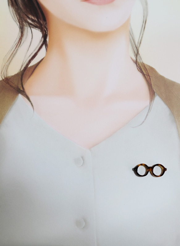 メガネピンズ（丸メガネ、Sサイズ、短針、黒） 6枚目の画像
