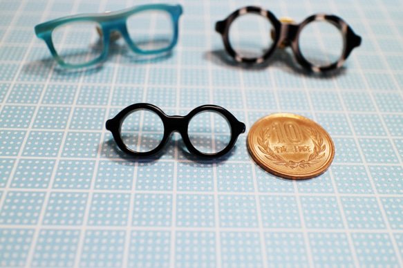 メガネピンズ（丸メガネ、Sサイズ、短針、黒） 5枚目の画像