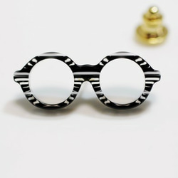 メガネラぺルピン（丸メガネ、Sサイズ、長針、ブラック・ホワイト・クリア） 2枚目の画像