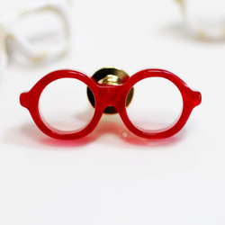 メガネラぺルピン（丸メガネ、Sサイズ、長針、赤） 1枚目の画像