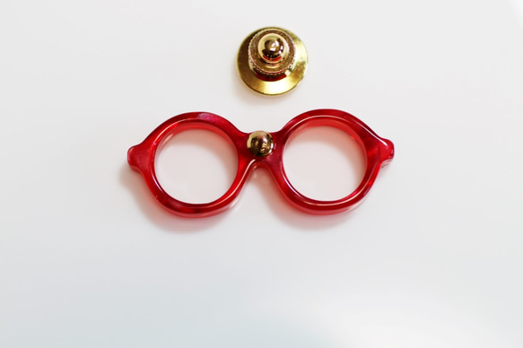 メガネラぺルピン（丸メガネ、Sサイズ、長針、赤） 3枚目の画像