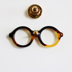 メガネラぺルピン（丸メガネ、Sサイズ、ブラウン２、長針） 3枚目の画像