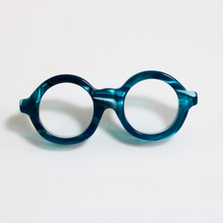 メガネラぺルピン（丸メガネ、Mサイズ、長針、青緑） 2枚目の画像