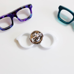 メガネピンズ（丸メガネ、Sサイズ、短針、白） 4枚目の画像