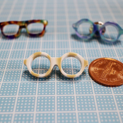 メガネピンズ（丸メガネ、Sサイズ、短針、白） 5枚目の画像