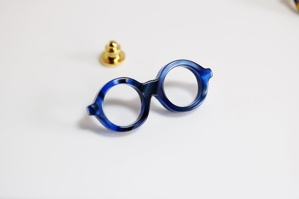 メガネラぺルピン（丸メガネ、Mサイズ、長針、青） 2枚目の画像