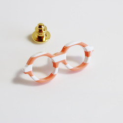 メガネラぺルピン（丸メガネ、Sサイズ、長針、オレンジミルク） 3枚目の画像