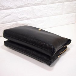 ★手工製作★日本製造★真皮★錢包袋★L型拉鍊・超大★單肩包★黑色★開放式口袋★ 第5張的照片