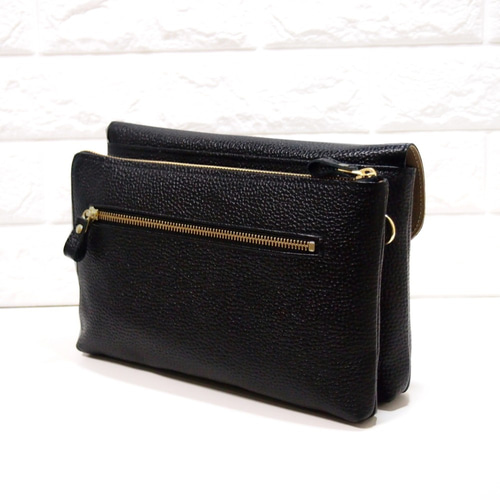 ☆日本製☆本革☆お財布ポシェット☆差し込み留め金具☆サコッシュ  