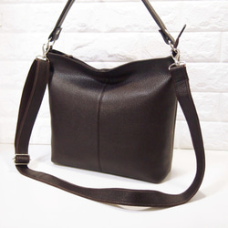 ★正在生產★預計3月15日左右發貨★日本製造★牛皮★兩用肩包（長手柄/肩背包）★巧克力色★ 第2張的照片