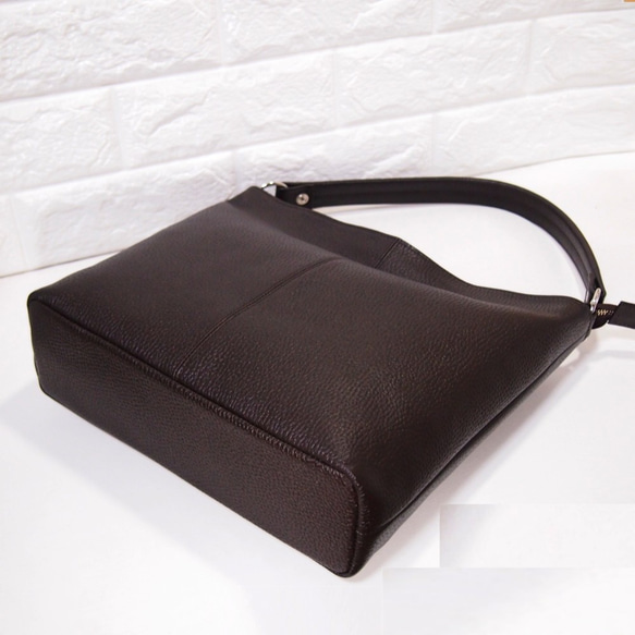 ★正在生產★預計3月15日左右發貨★日本製造★牛皮★兩用肩包（長手柄/肩背包）★巧克力色★ 第5張的照片