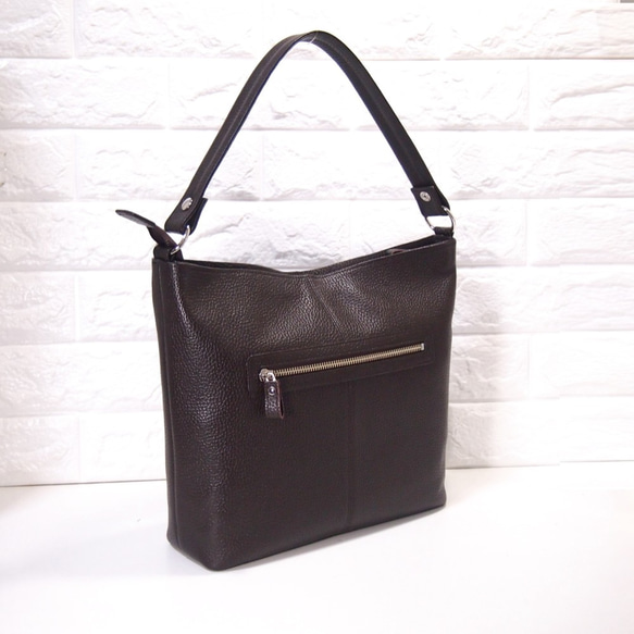 ★正在生產★預計3月15日左右發貨★日本製造★牛皮★兩用肩包（長手柄/肩背包）★巧克力色★ 第9張的照片