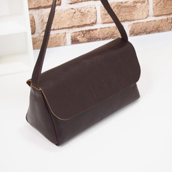 ★手工製作★日本製造★真皮★數位皮革，隨時間變化★覆蓋/斜挎單肩包★巧克力色★錢包手拿包★ 第2張的照片