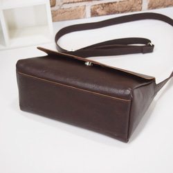 ★手工製作★日本製造★真皮★數位皮革，隨時間變化★覆蓋/斜挎單肩包★巧克力色★錢包手拿包★ 第5張的照片