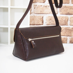 ★手工製作★日本製造★真皮★數位皮革，隨時間變化★覆蓋/斜挎單肩包★巧克力色★錢包手拿包★ 第8張的照片