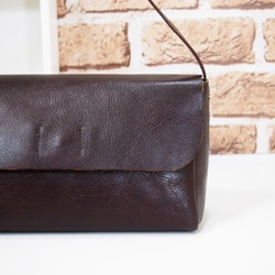 ★手工製作★日本製造★真皮★數位皮革，隨時間變化★覆蓋/斜挎單肩包★巧克力色★錢包手拿包★ 第9張的照片